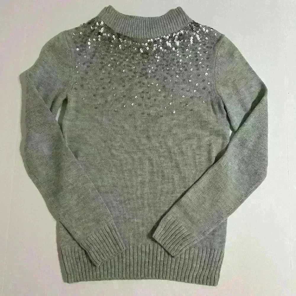 Juicy Couture Women's Gradient Silver Sequin Lightweight Sweater